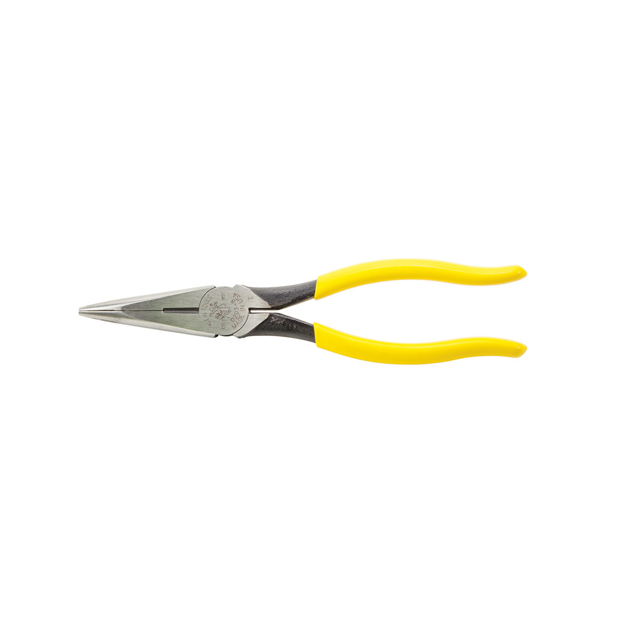 Klein Tools, 8in. Long Nose Pliers Side Cutting, Jaw Capacity 1.81 in, Model# D2038